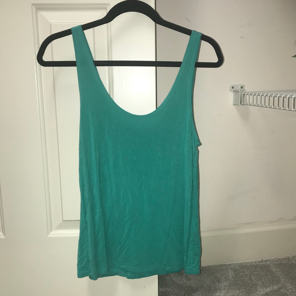 teal piko tank top